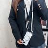For iPhone 15 Pro Magnetic Case Ring Kickstand TPU+PC Phone Cover with Lanyard