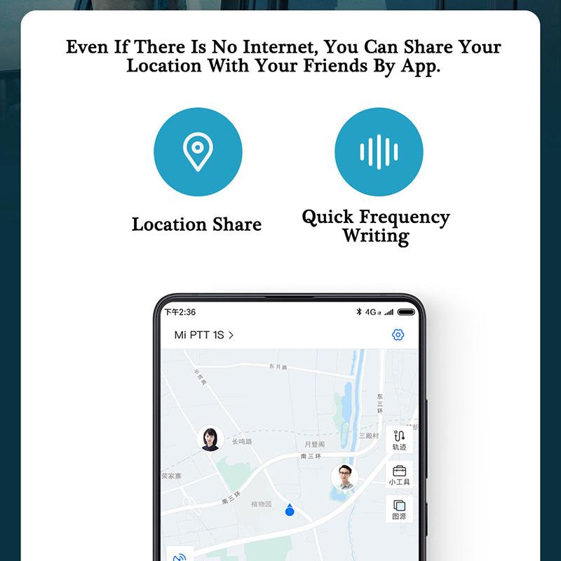 Xiaomi Mijia Smart Walkie Talkie 1S с FM-радиодинамиком, управление через приложение для смартфона, Bluetooth, обмен местоположением, быстрый командный разговор на открытом воздухе