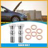 2pcs Stainless Steel AN3 3/8-24 Thread Turbo Brake Line Banjo Bolt with Copper Washers Double Banjo Bolt 31mm Length Replacement