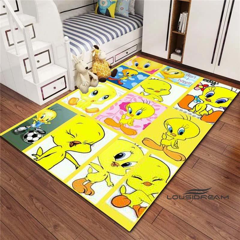 3D printed cartoon TweetyBird rug, suitable for living rooms, bedrooms, sofas, balconies, gardens, etc. Large-sized decorativ