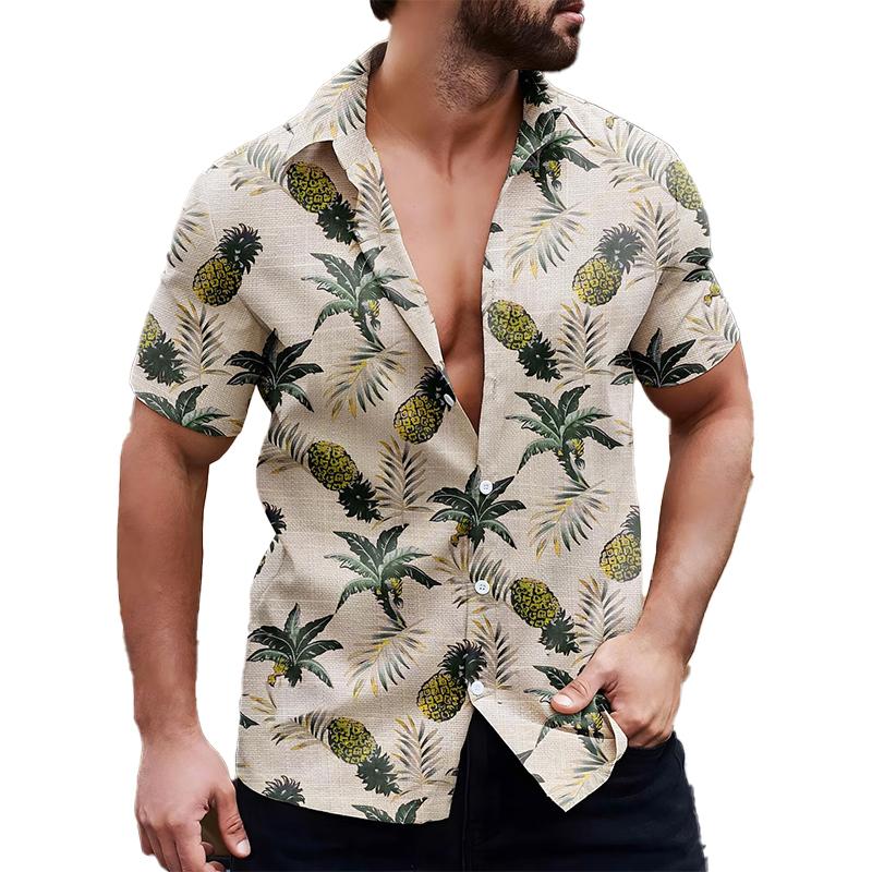 Men's 3D Pineapple Printed Shirt Button Up Shirt Casual Shirt Summer Shirt Short Sleeved Daily Vacation Clothing
