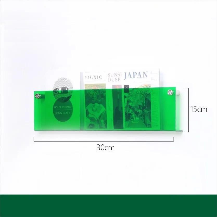 Acrylic Floating Bookshelf, Hanging Wall Shelf, Literature Display Shelf, Brochure Holder, Magazine Wall Mount, 10 Colors