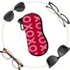 Red Pink XOXO Print Soft Fabric Sunglasses Case,Portable Lightweight Protective Eyeglasses Pouch,Travel Eyewear Holder Accessory for Women Daily