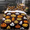 3D Print Halloween Bedding Set, Halloween Cartoon Jack O' Lantern Tombstone Skulls And Bones 2-3Pcs Polyester Duvet Cover Set