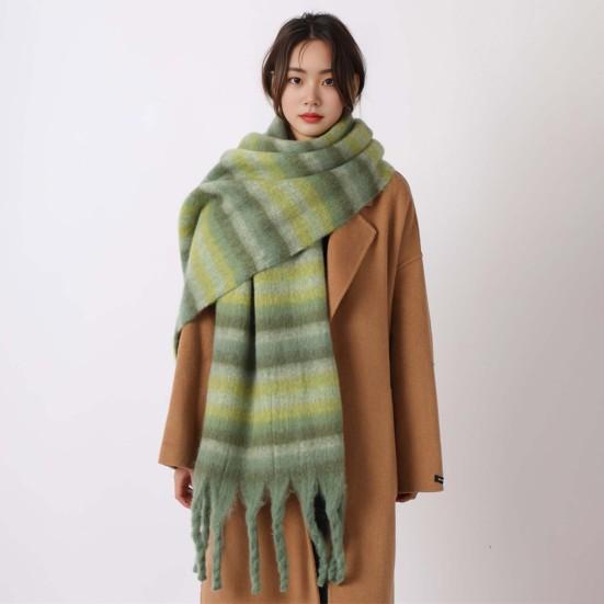 Женский клетчатый шарф, объемный, большой, зимний, шаль с кисточками, в стиле ретро, литературный, теплый, широкий шарф для женщин, подарки