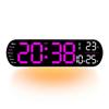Large Digital LED Wall Clock with Atmosphere Light Wall-mounted Adjustable Brightness Remote Control Electronic Alarm Clock