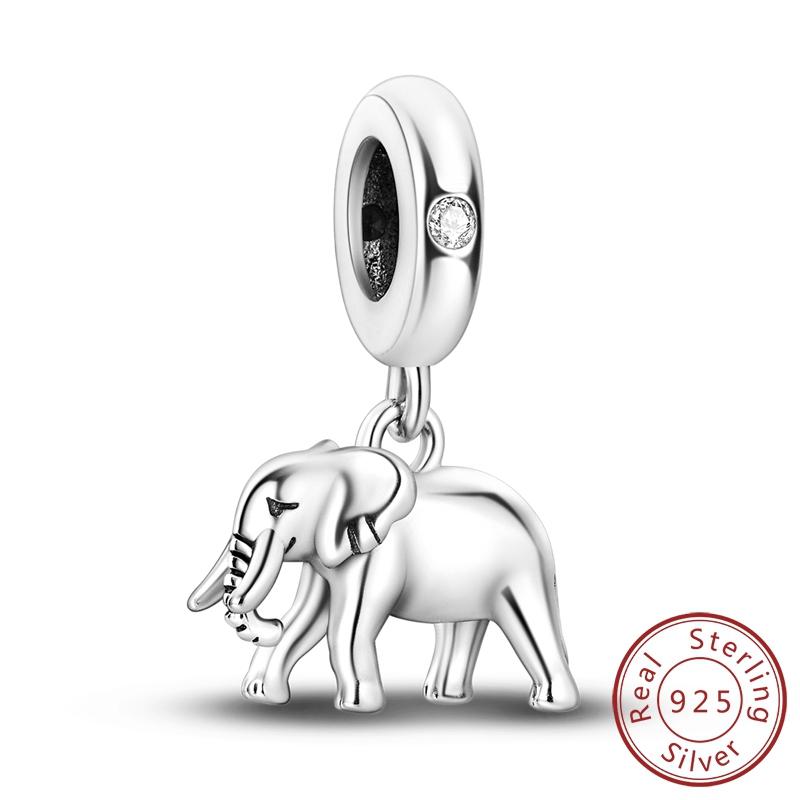 925 Silver Elephant Charm Beads Vintage Pendant for Women Fine Jewelry Gifts Fit Bracelet Necklace Handmade