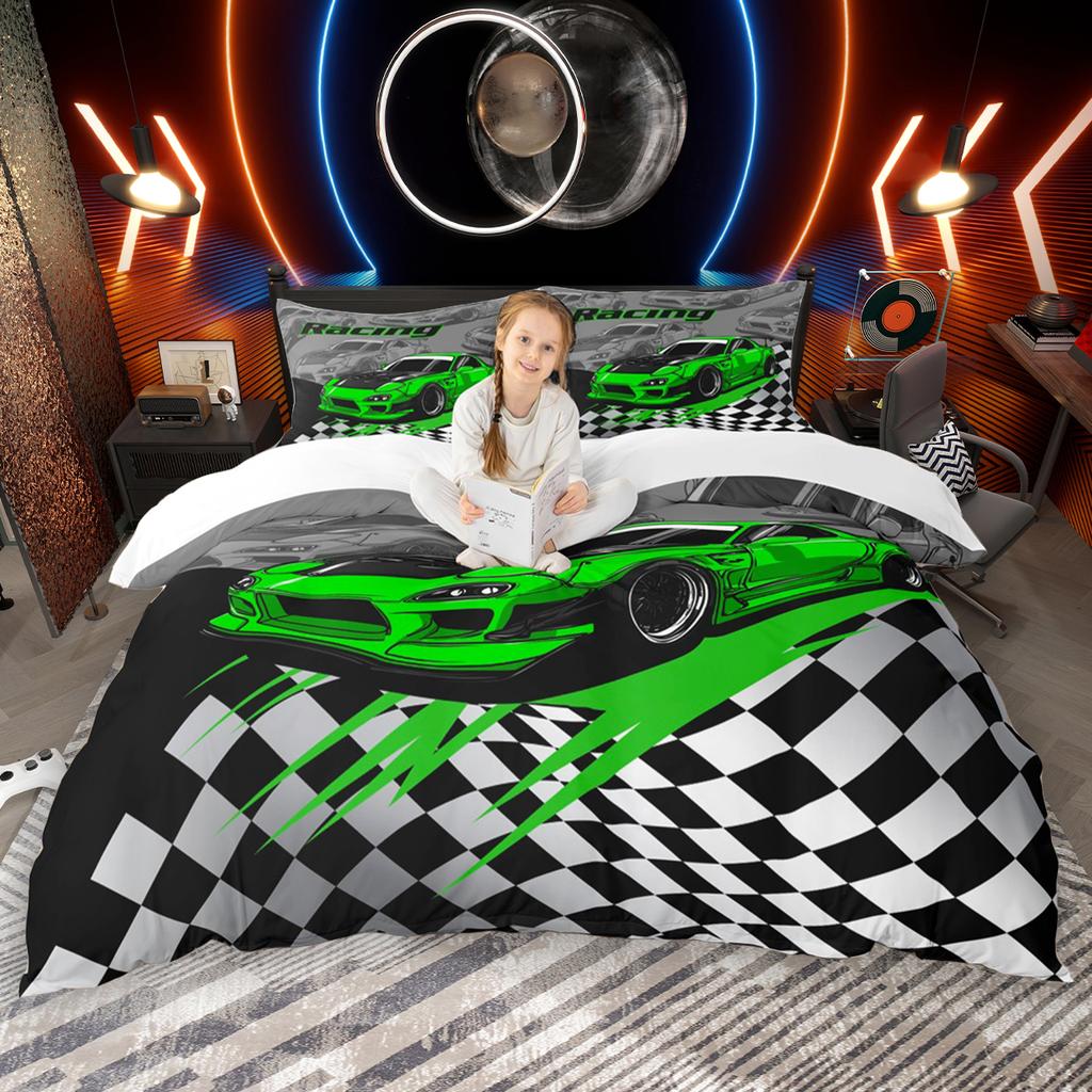 Комплект пододеяльника Homewish Speed Racing Car для мальчиков 2 шт./3 шт., Крутой комплект постельного белья со спортивным автомобилем, Пододеяльник на тему экстремального спорта