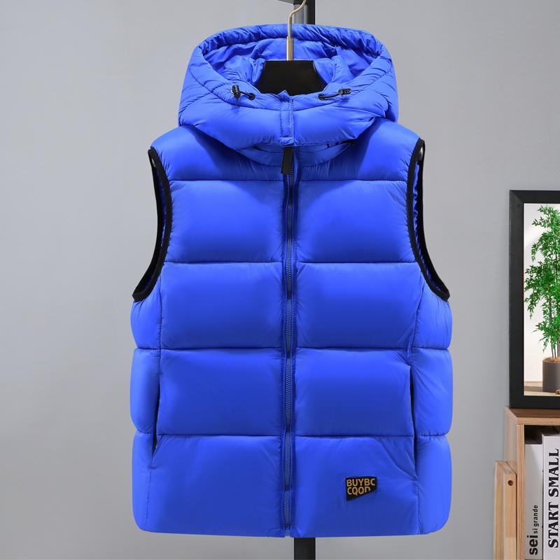 Зимняя мужская куртка без рукавов с капюшоном, парка, повседневный толстый теплый черный жилет для мужчин, верхняя одежда