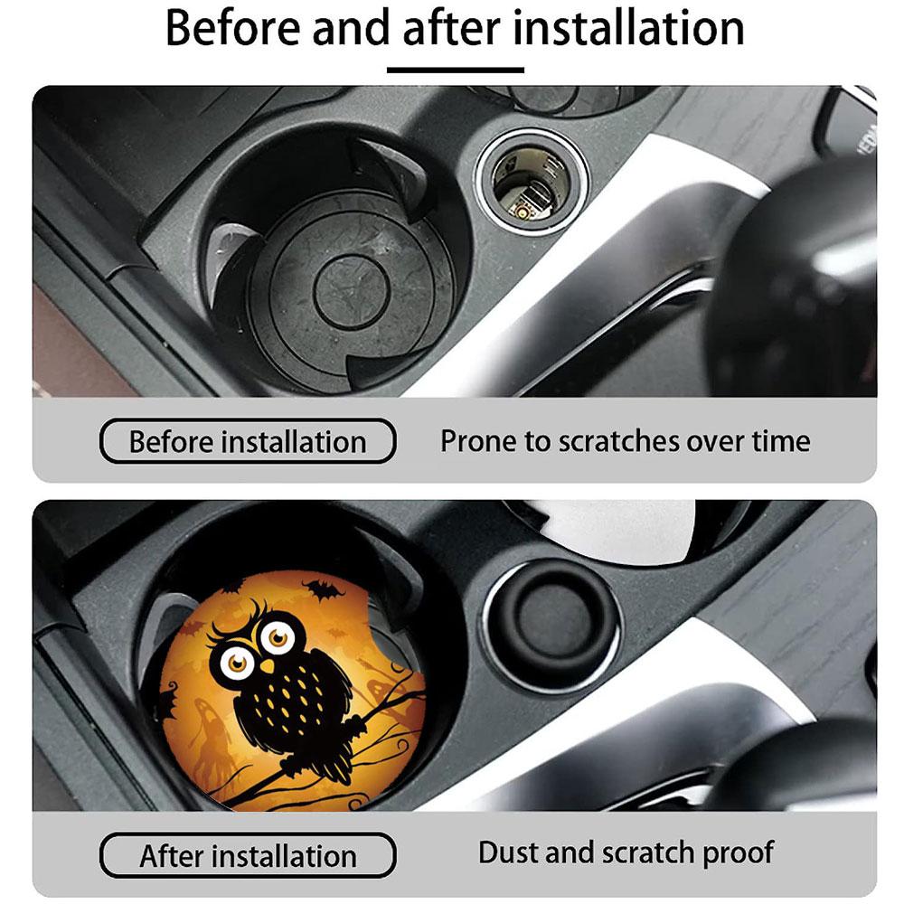 2 шт., противоскользящий коврик с изображением совы на Хэллоуин, автомобильный коврик для чашки с водой, слот для автомобильного подстаканника, украшение для интерьера, автостайлинг