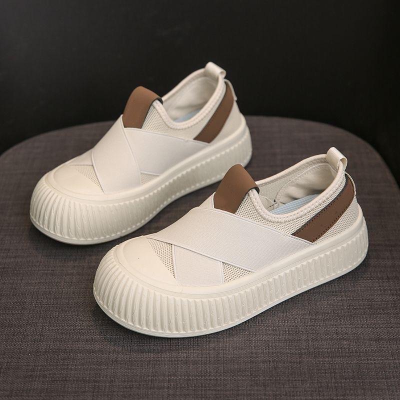 Fashion Casual Shoes for Women 2025 New Summer Breathable Mesh Biscuit Canvas Thick soled Women's Shoes Versatile Board Shoes