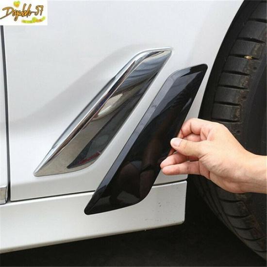 Bright Black Side Vents Cover Fender Light Trim 2pcs Fit For BMW 5 Series G30 18