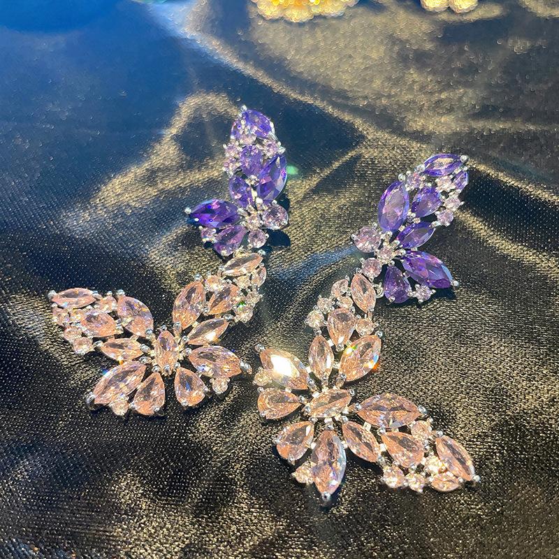 Серьги-бабочки с цветными драгоценными камнями, красивые и свежие весенние украшения с темпераментными серьгами-гвоздиками для женщин