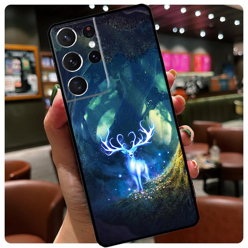 Starry Sky Deer Phone Case For Samsung Galaxy S25 S24 S23 S22 S21 S20 Ultra S9 S10 Plus S25 FE S24 FE Cover
