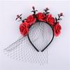 Повязка на голову в виде сетки для волос на Хэллоуин с розами, привидениями, фестивалями, представлениями, вечеринками, повязками на голову, венками, вуалями, аксессуарами для волос