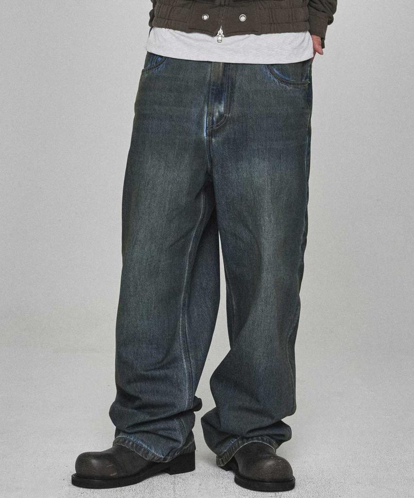 KICHUL Grease Wide Denim Pants (Dirty Indigo)