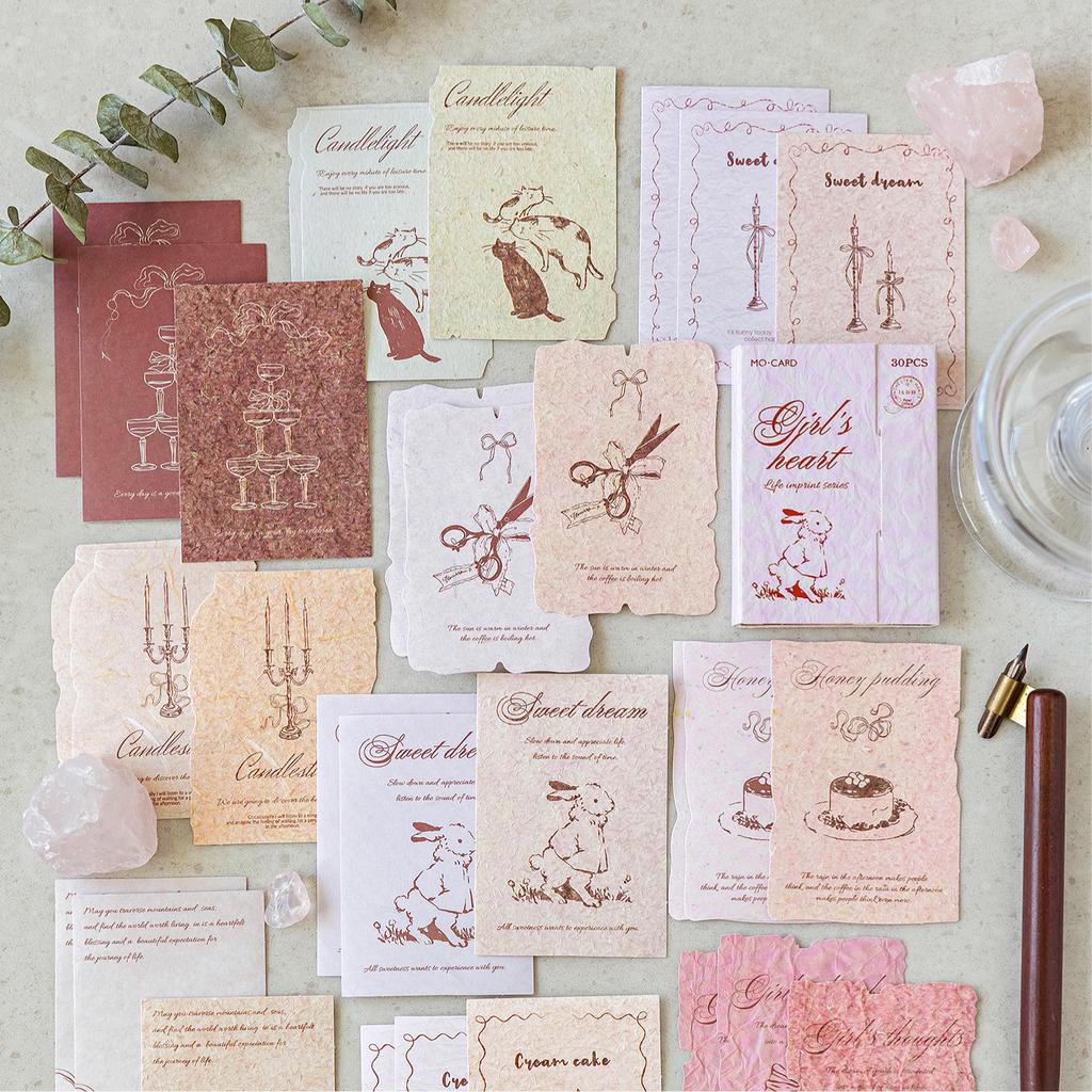 30pcs/pack Retro Material Background Decoration Sticker DIY Scrapbook Writing Paper Office School Stationery Decor Junk Journa