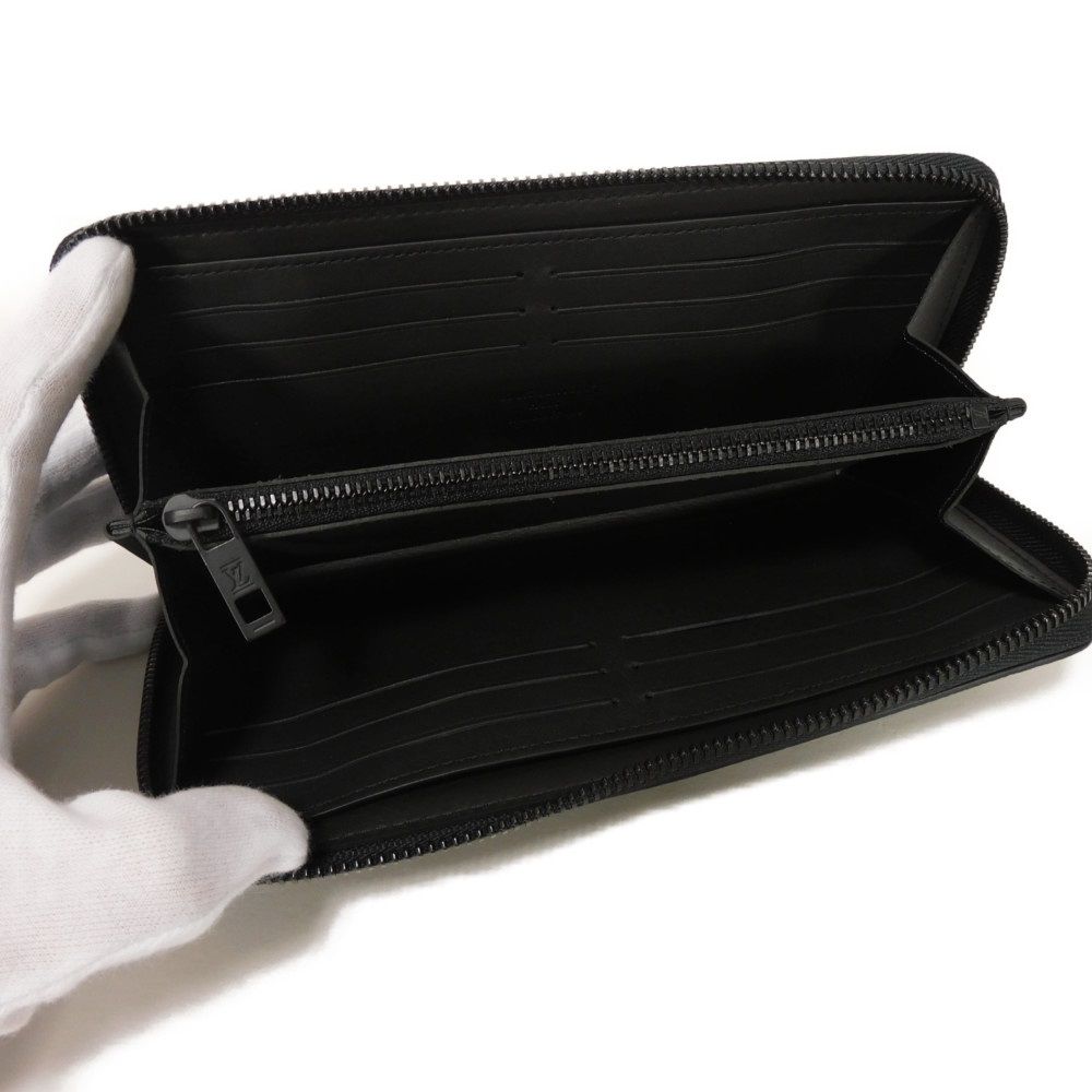 Used 12564 Zippy Wallet Horizontal M80334 7940 Current Model Black Zip Around RFID LV Aerogram Noir Men's from Japan