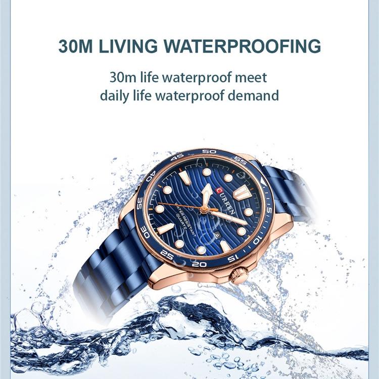 CURREN Men's Steel Band Fashion Business Watch Quartz Calendar Men's Watch Waterproof for Students