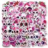 50 Gothic Creative Trend Pink Skull Stickers DIY Handbook Materials Halloween Party Decoration Graffiti