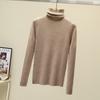 Осень и зима Новый свитер с высоким воротом Женский пуловер Длинный рукав Базовые топы Приталенный трикотажный низ Рубашка Короткие свитера