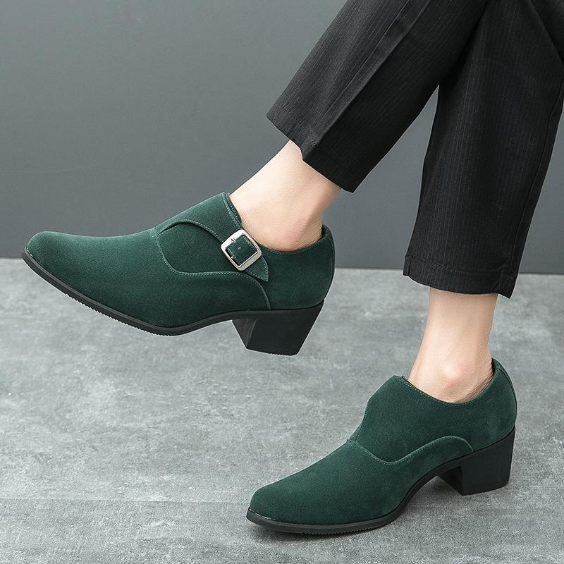 Мужская обувь большого размера 46 кожаная обувь модная платформа повседневная кожаная обувь тренд парикмахера ретро высокий каблук остроносая кожаная обувь