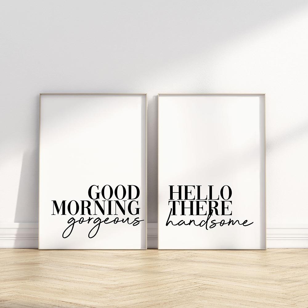 Good Morning Quotes Posters and Prints Canvas Painting Couples Bedroom Wall Art Pictures Minimalist Home Decor Ideas