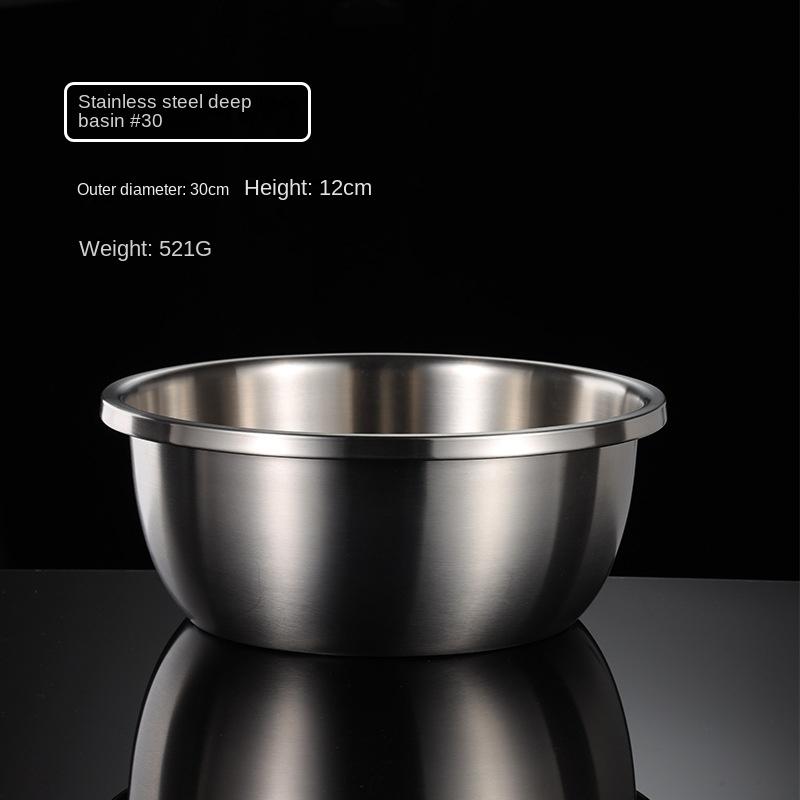 HANYANG 304 Чаша для смешивания из нержавеющей стали, утолщенная миска, широкая миска для супа, круглая миска для выпечки и лапши, для мытья посуды, слива, приготовления пищи