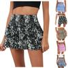 Women's Fashion Floral Skirt Pleated Skirt Ruffle Printed Short Skirt