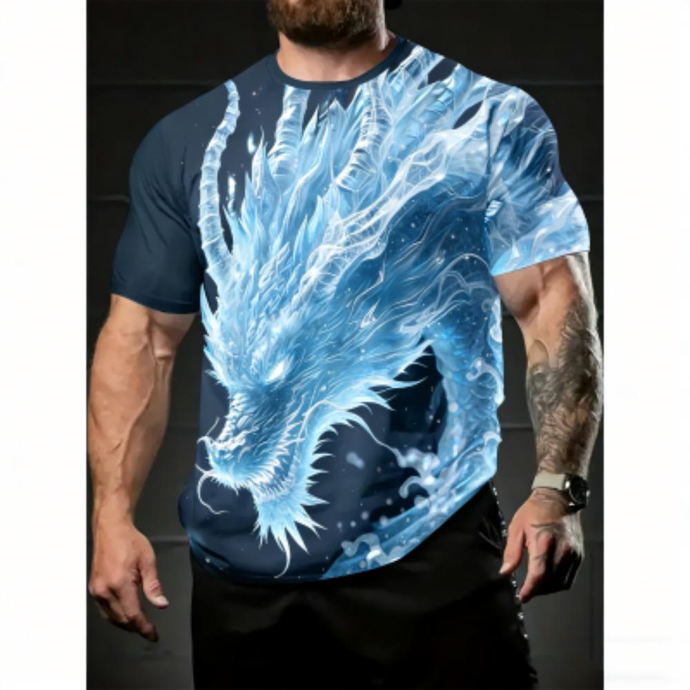 Summer Men's T-Shirt Dragon 3D Print Tees Top Hip Hop Loose Short Sleeve Streetwear Vintage Oversized Women T-shirt