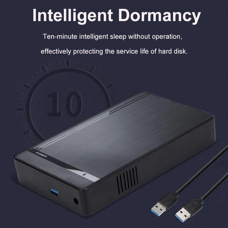Корпус для жесткого диска 3,5 дюйма USB 3.0 - SATA Внешний жесткий диск Корпус для жесткого диска 5 Гбит/с Высокоскоростной адаптер для 2,5"3,5" SSD Жесткий диск Корпус для ПК Поддержка жесткого диска 10 ТБ