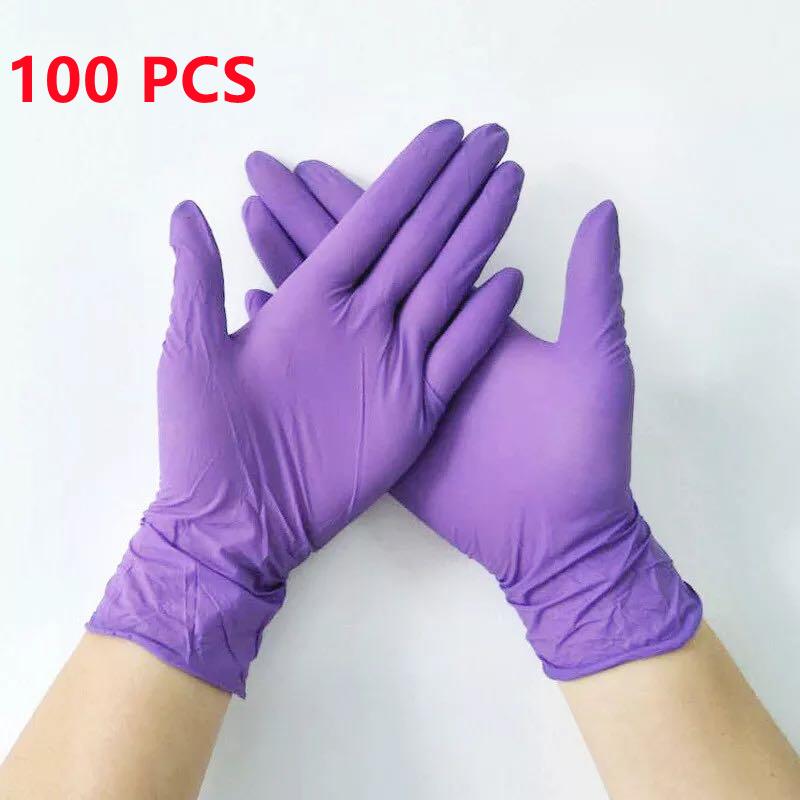 20/50/100PCS Purple Nitrile Gloves Disposable 5Mil Anti-Slip Gardening Gloves Textured Grip Cleaning Working Protictive Gloves