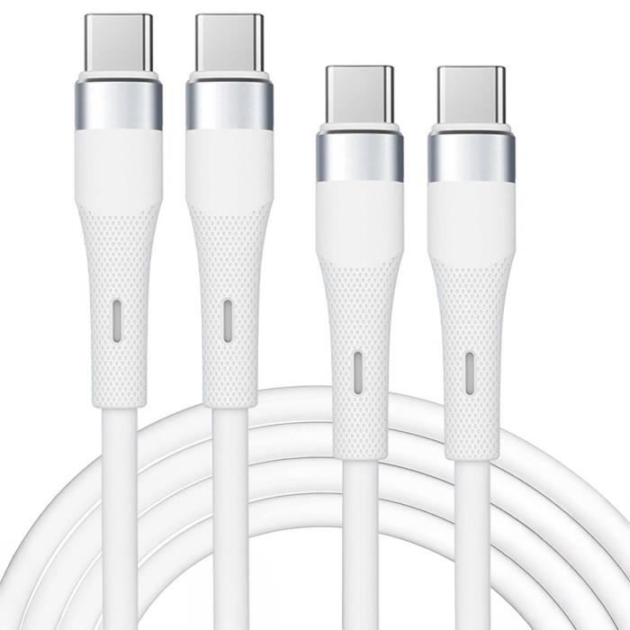 2x Câble USB-C vers USB-C 60W pour Xiaomi 15 14 Ultra, Xiaomi 14T-14T Pro, Xiaomi 13 13T 13T Pro 12-12T - Blanc 1M