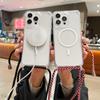 Чехол-ремешок для iPhone 15 14 13 12 17 Pro Max 16 Plus Magsafe Crossbody Шнурок Ударопрочный Прозрачный Магнитный Чехол для Беспроводной Зарядки