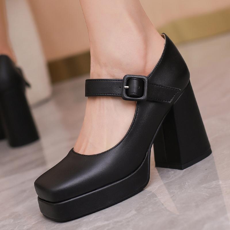 Элегантные туфли на высоком каблуке, женские туфли Мэри Джейн на платформе, большой размер 45, черные, красные, белые, женские туфли на каблуке для танцев и свадеб