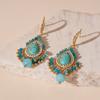 Серьги в стиле бохо-богемия с бирюзой Серьги-подвески из бирюзы Пляж