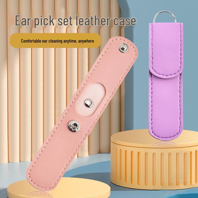 Портативный набор ухочисток с кожаным чехлом для хранения