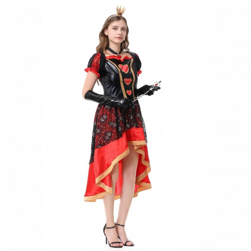 Halloween Queen Of Hearts Costume Alice In Wonderland Cosplay Set Women M L XL