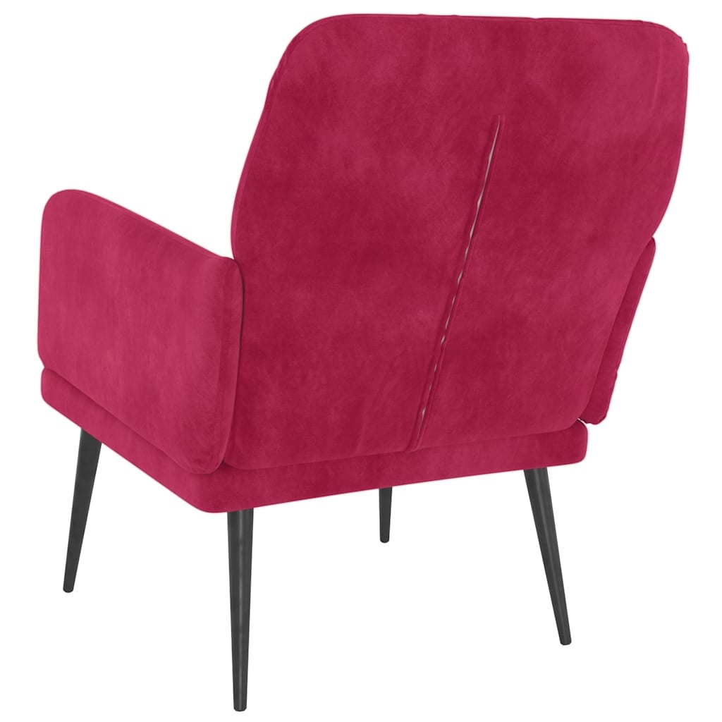 Vidaxl Fotel, Winna Czerwień, 62X79X79 Cm, Obity Aksamitem