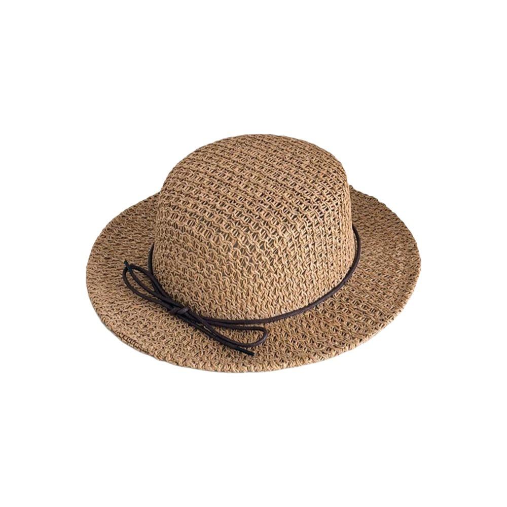 Sun Protection Straw Boater Hat Breathable Mesh Flat Top Beach Hat Handwoven Sun Cap Resort Wear