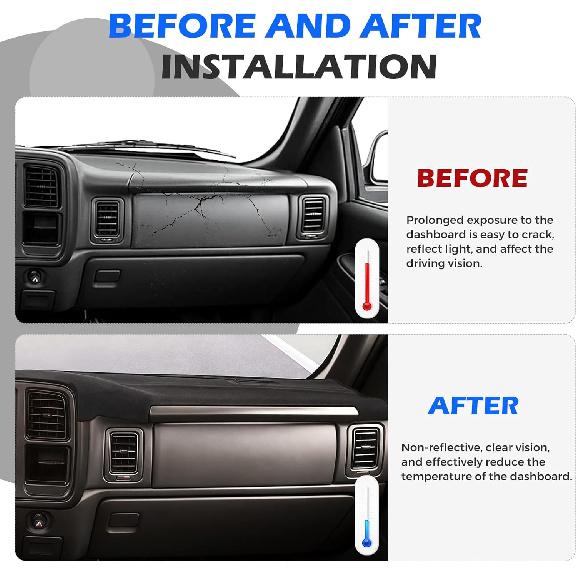 Накладка на приборную панель Коврик на приборную панель Совместим с 1999-2006 GMC Sierra Silverado, Для GMC Yukon XL/Suburban Tahoe Avalanche 2000-2006, Черный