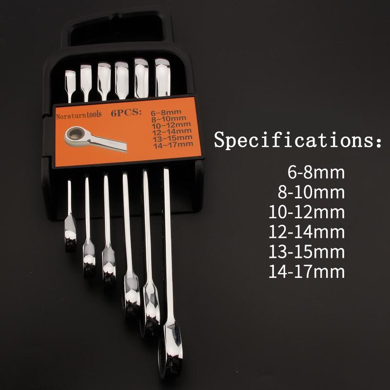 Хром-ванадиевое кольцо с двойной головкой, реверсивный гаечный ключ с трещоткой 8-9-10-12-13-14-15-16-17-18-19 мм, набор гаечных ключей с трещоткой