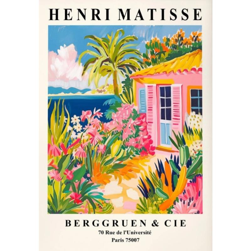 Матисс Пляж Побережье Пейзаж Амальфи Лето Живопись Постер Преппи Настенное Искусство Постер Y2K Ретро Домашний Декор Холст Живопись Принты