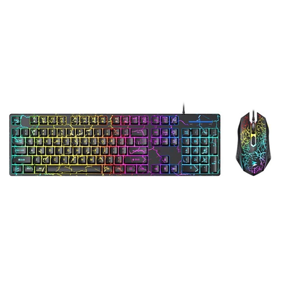 Wired USB Gaming Keyboard and Mouse Ergonomic Keyboard RGB Backlit Computer Keyboard 1.4M Compact PC Keyboard for Laptop Desktop