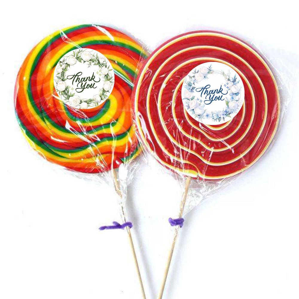 Coated Paper Rose Stickers: Thank You Adhesive Labels for Gift Packaging and Box Sealing