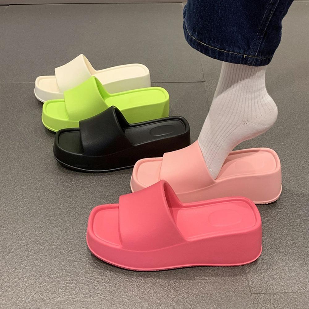 Шлепанцы женские сандалии тапочки на танкетке из ЭВА женская летняя верхняя одежда тапочки на толстой подошве с открытым носком тапочки Pantuflas De Mujer