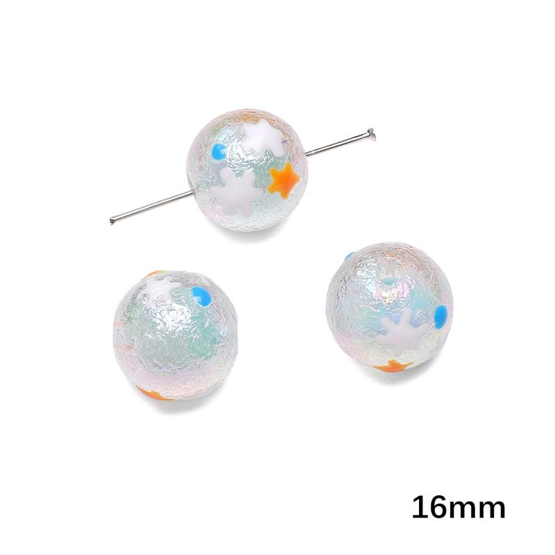 Handmade Beads Acrylic Double-sided Hand-painted Round Beads Graffiti Handmade Beads Diy Weaving Cell Phone Chain String Loose Beads Material