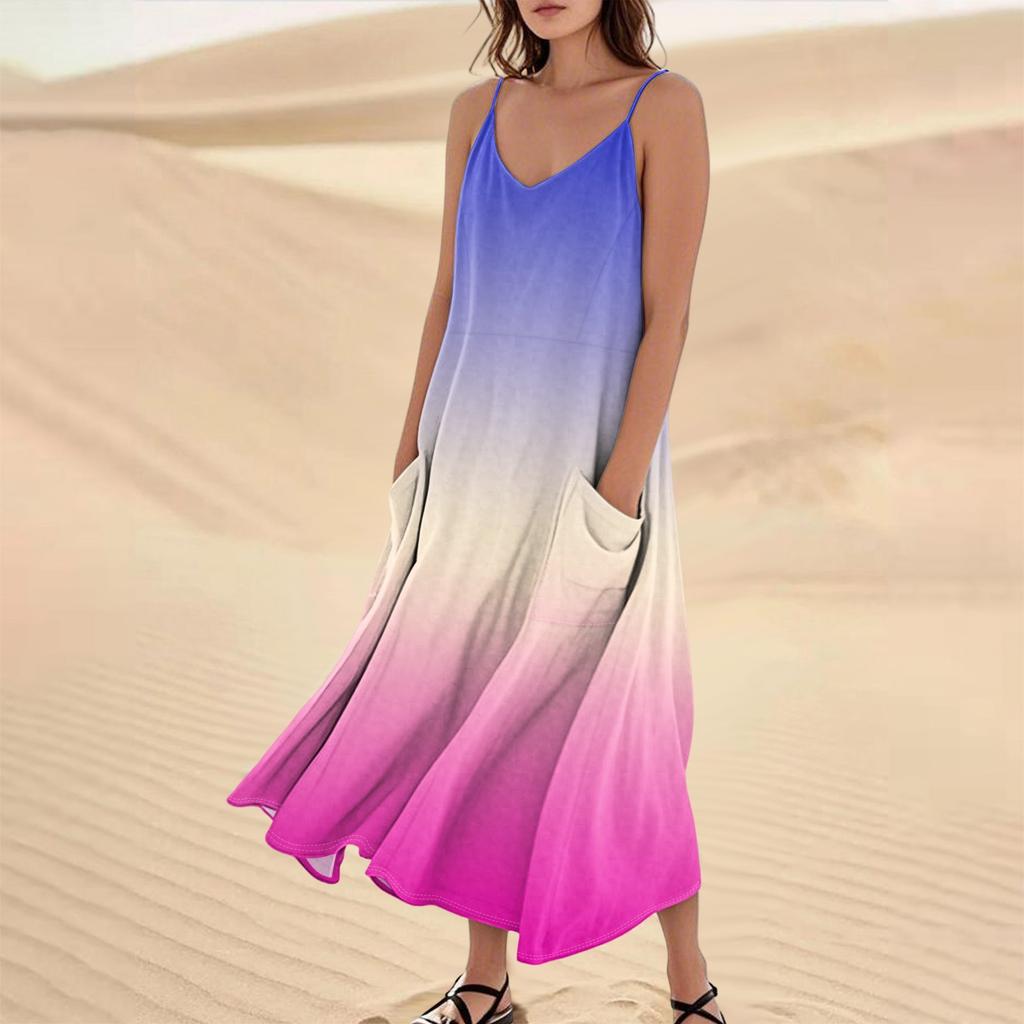 Женское летнее платье, повседневные свободные длинные пляжные платья для отдыха