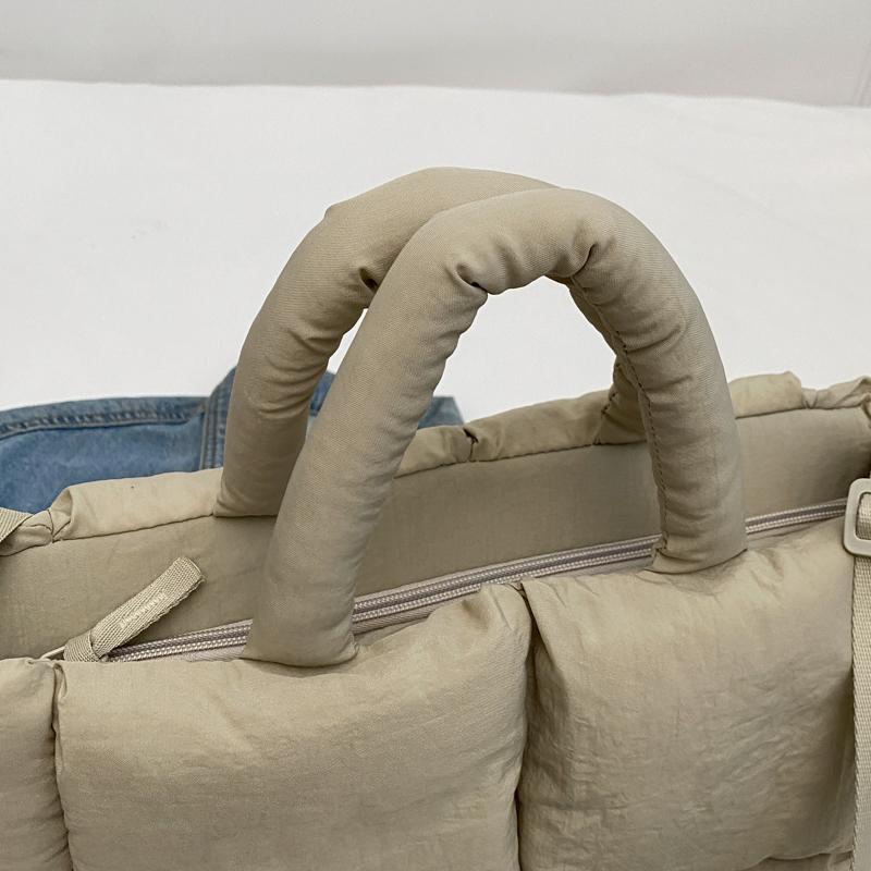 Сумка через плечо для женщин, весенняя мода, хлопковая подбитая сумка, большая вместимость, стеганая сумка-тоут