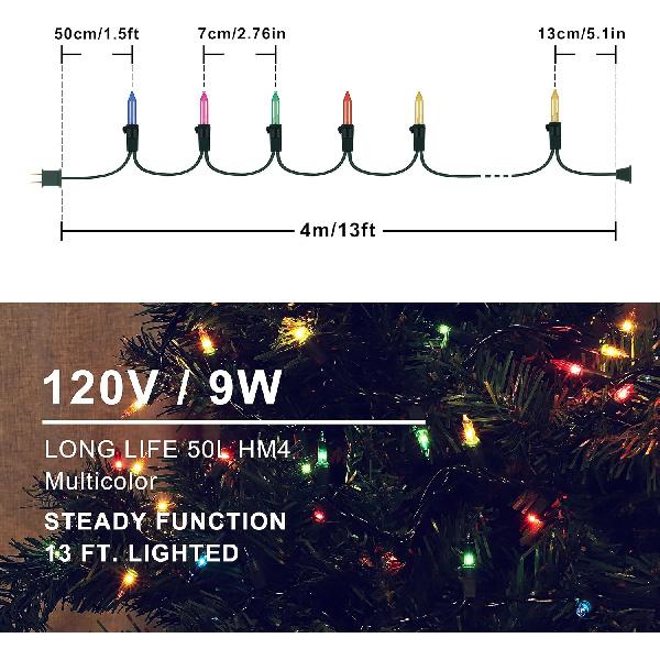 Hopolon Easter Mini String Lights, 2 Pack 50 Count 13FT Multicolor